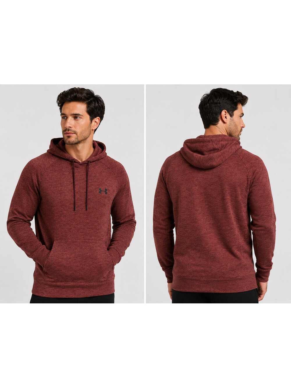 Under Armour Hoodie Men Medium Red Armour Fleece Twist HD Pullover Loose Fit NWT